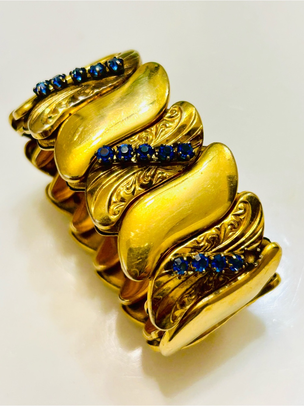 Early 1900’s Bugbees and Nile 1.5in wide Expandable Gold Filled Bracelet